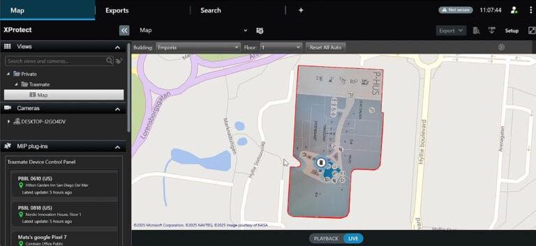 Milestone XProtect Tracking plugin screenshot