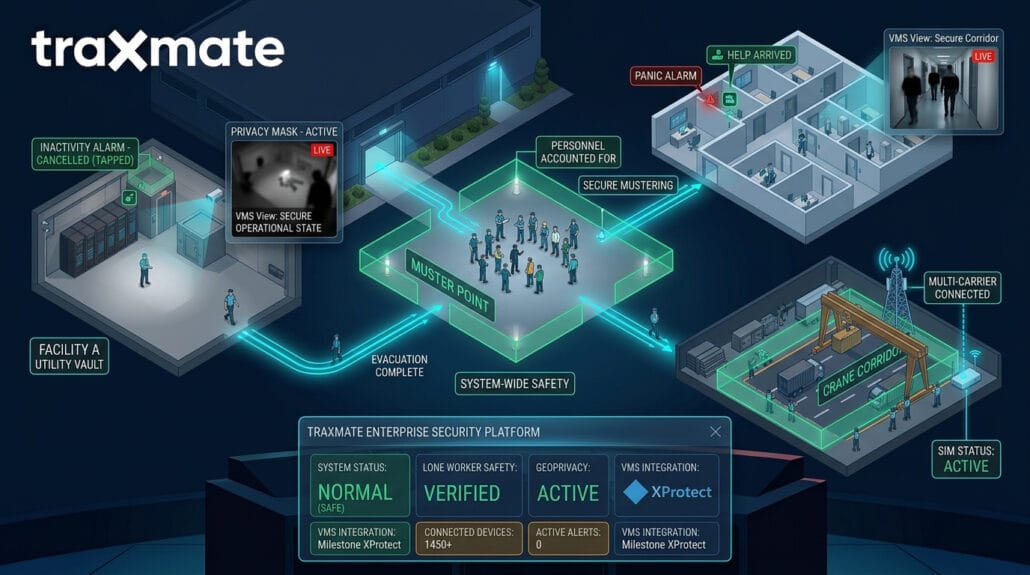 Privacy-First Safety: Deploying Panic and Inactivity Alarms for Field Personnel 2 Traxmate Milestone use case - Enterprise Security Platform