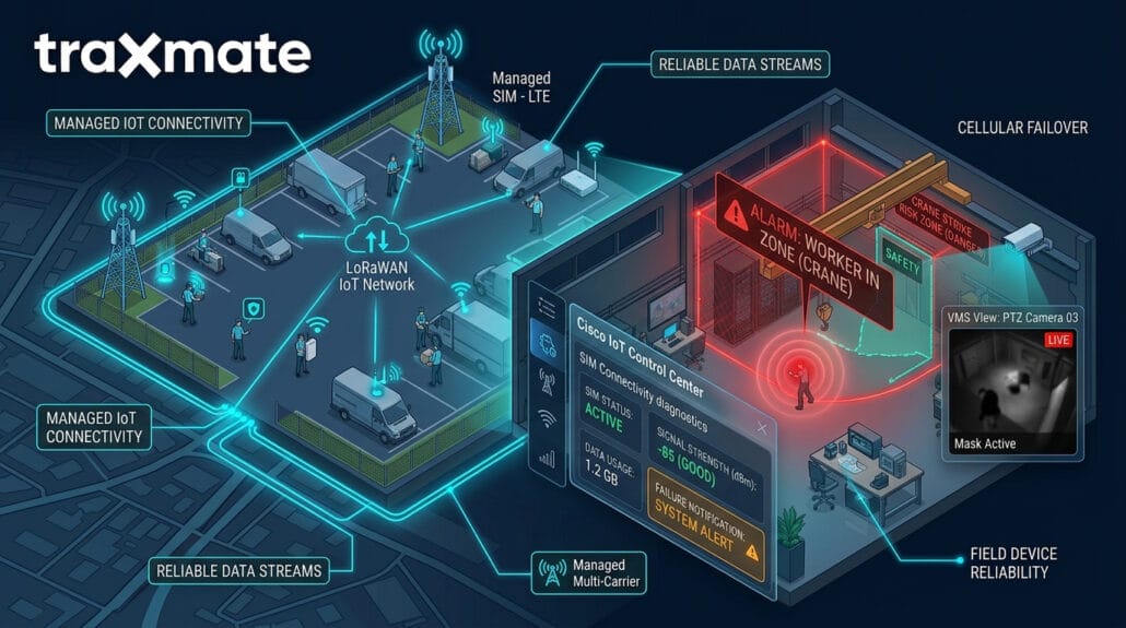 Privacy-First Safety: Deploying Panic and Inactivity Alarms for Field Personnel 6 Traxmate Milestone use case - managed IoT connectivity